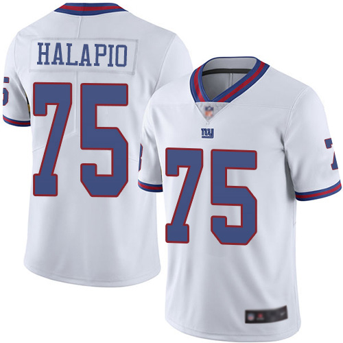Men New York Giants #75 Jon Halapio Limited White Rush Vapor Untouchable Football NFL Jersey